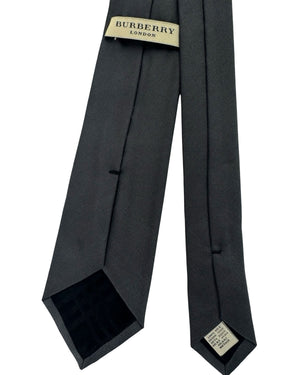 Burberry Tie Solid Gray Grosgrain