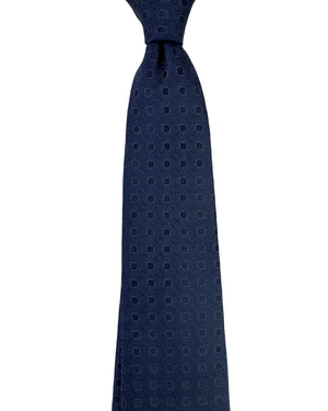Canali Tie Dark Blue And Gray Square Pattern