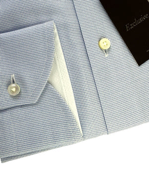 Canali Dress Shirt White Blue Pattern - Exclusive Collection 38 - 15 Modern Fit