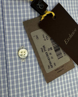 Canali Dress Shirt White Blue Check Grid - Exclusive Collection Modern Fit