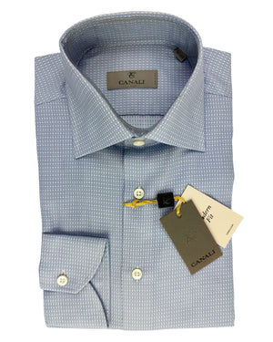 Canali Dress Shirt Blue Pattern