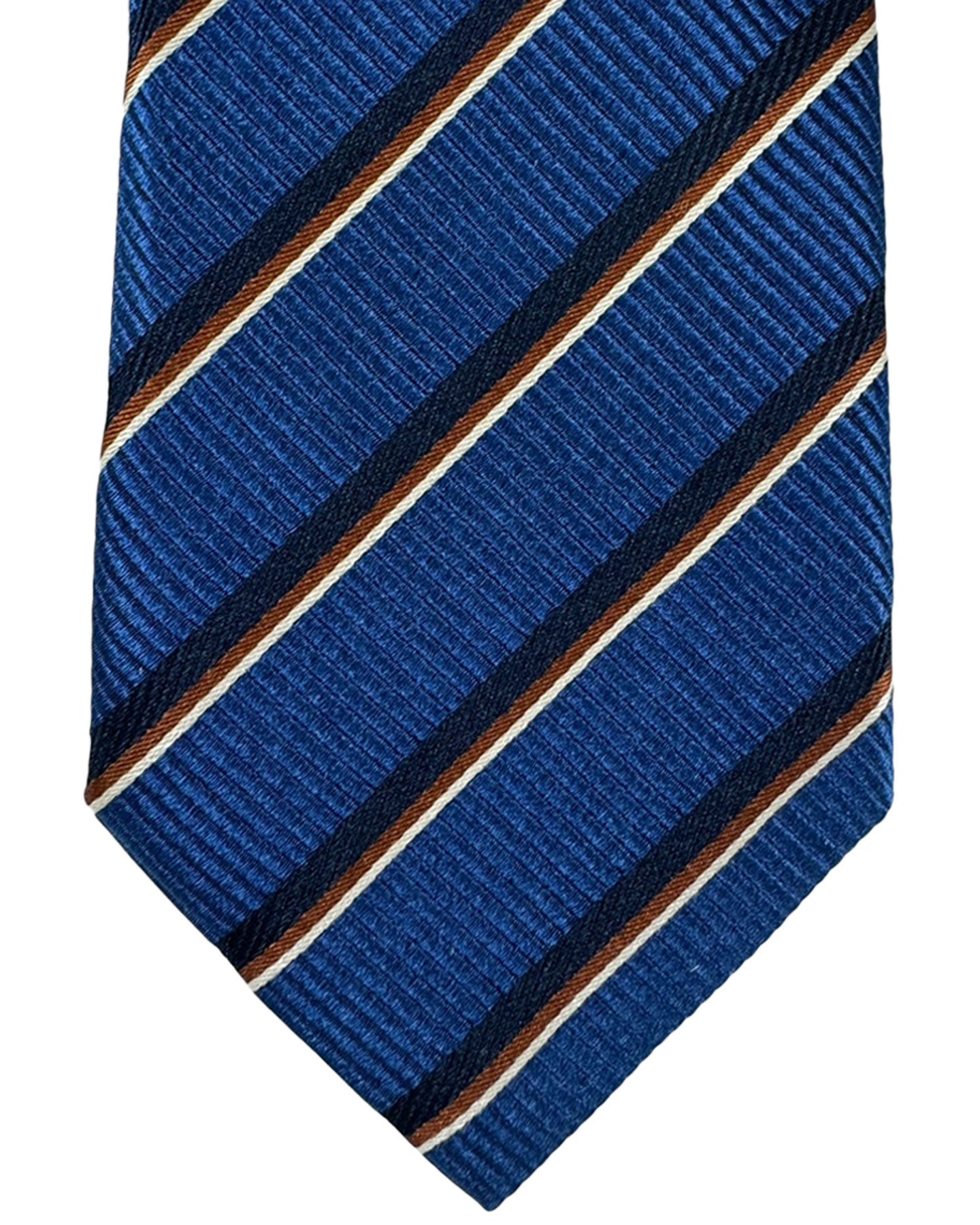 Canali Silk Tie Navy Brown Stripes Pattern