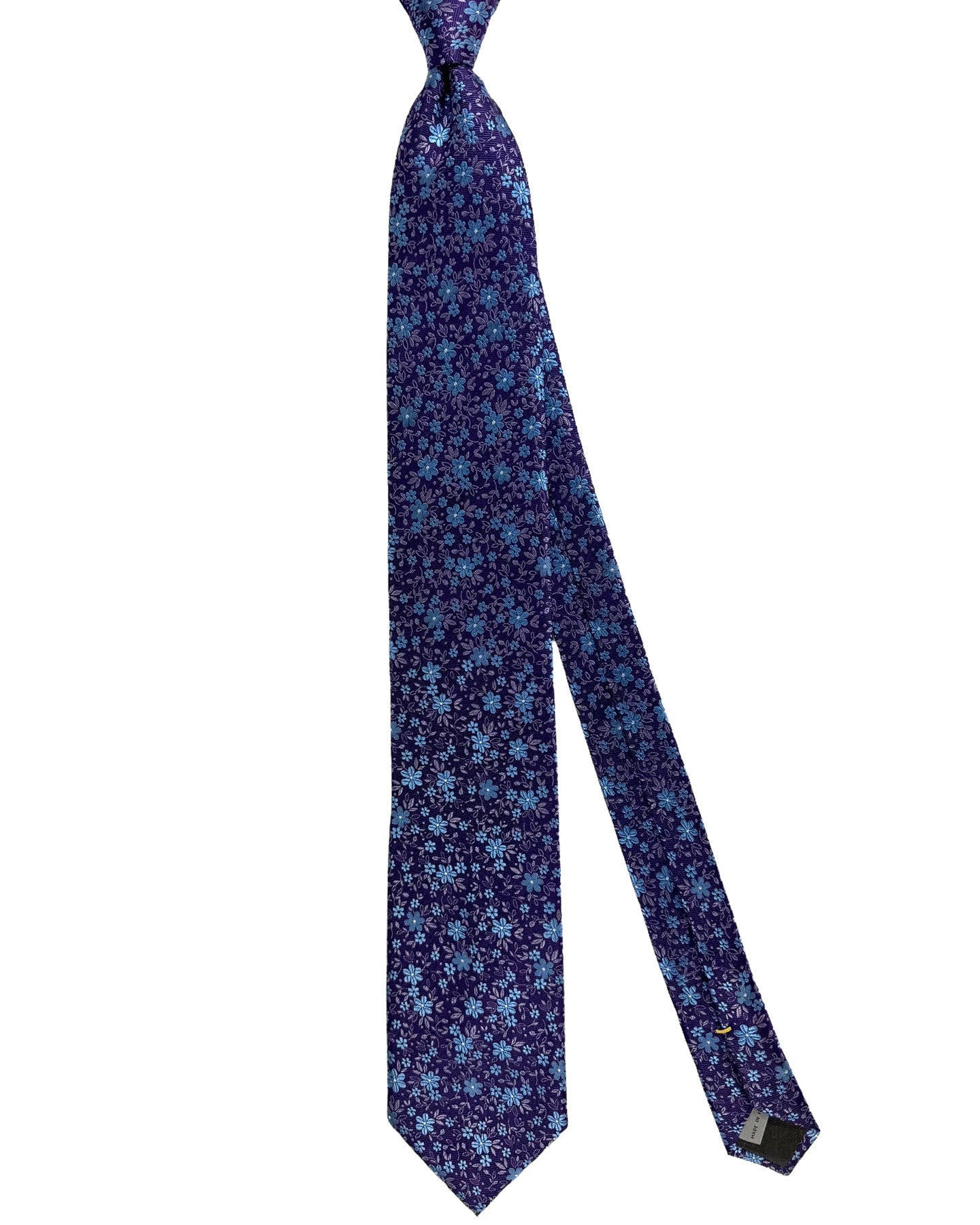 Canali Silk Tie Purple Blue Floral Pattern - Classic Italian
