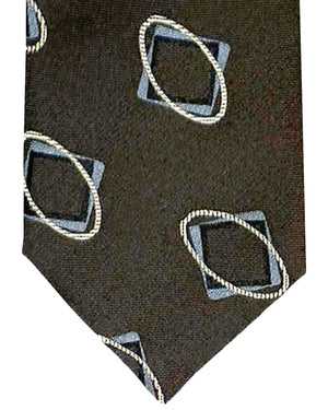 Canali Silk Tie Gray Silver Geometric Pattern - Classic Italian