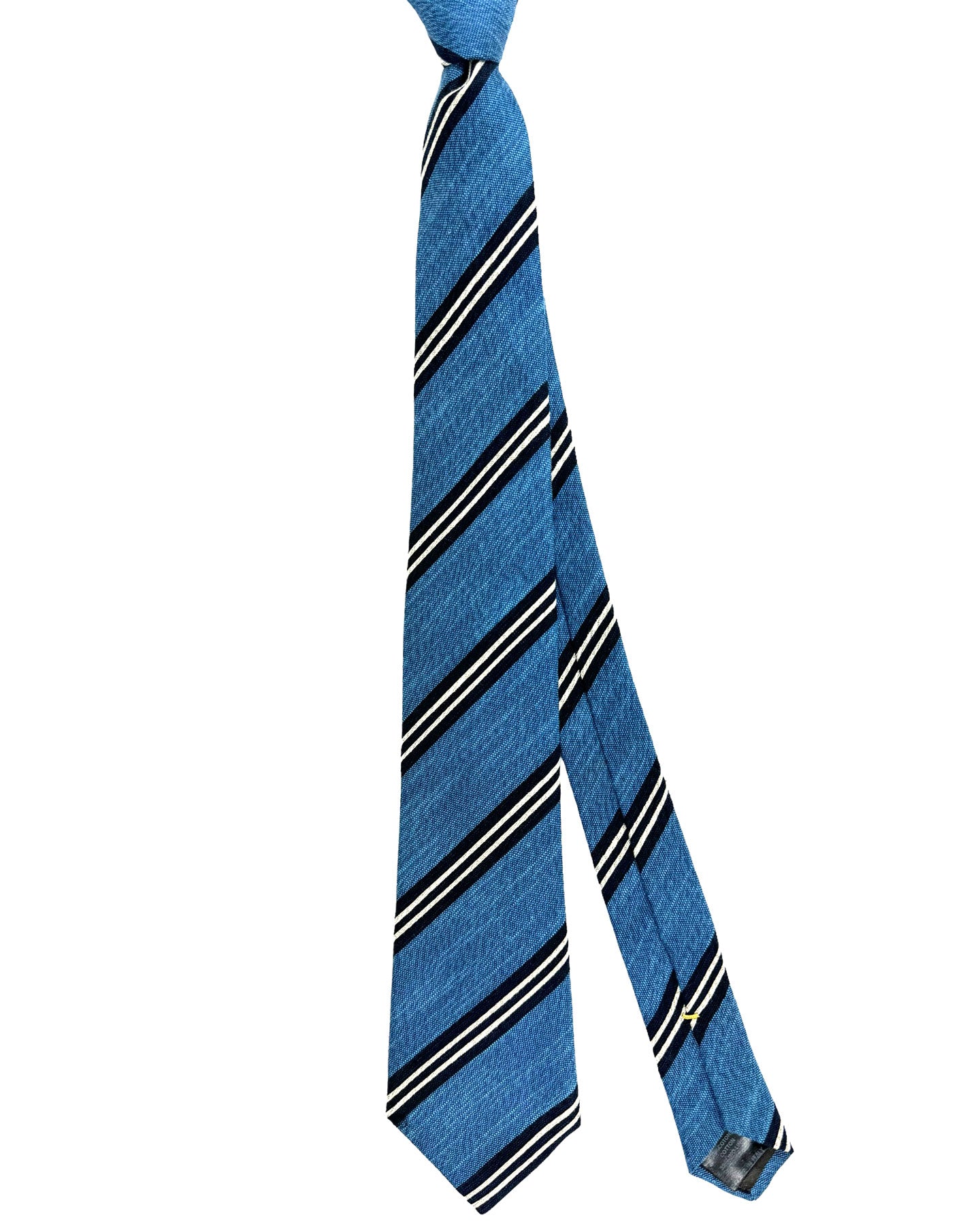 Canali Silk Tie Blue Dark Blue Stripes Pattern - Classic Italian