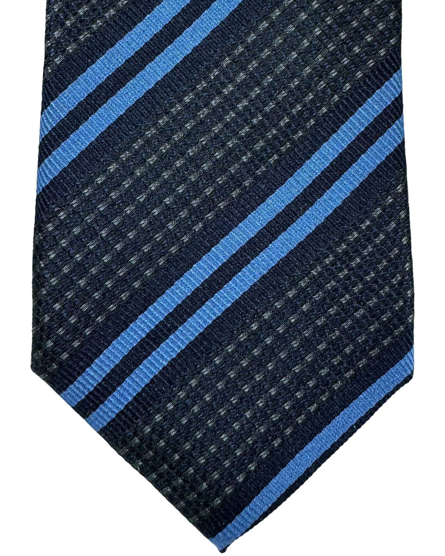 Canali Silk Tie Navy Gray Blue Stripes