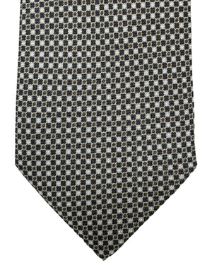 Canali Tie White Gray Brown Micro Pattern - Jacquard Silk