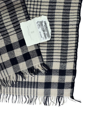 Brunello Cucinelli Scarf Midnight Blue Gray Plaid - Cashmere Silk Men Shawl SALE