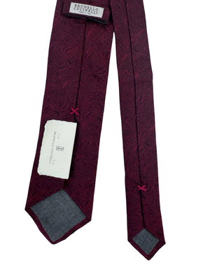 Brunello Cucinelli Silk Tie Burgundy Tonal Paisley