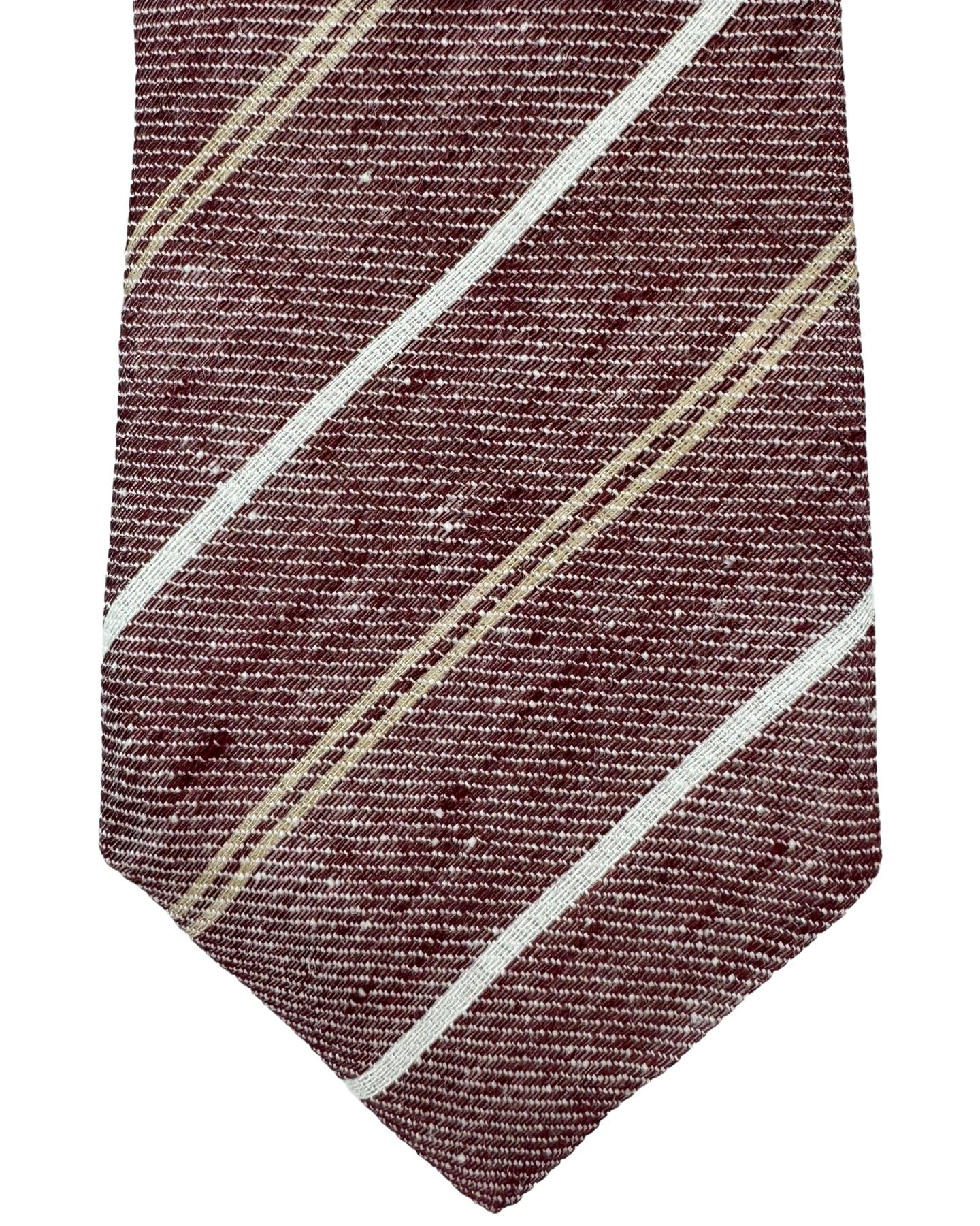 Brunello Cucinelli Silk Tie Maroon Stripes Design