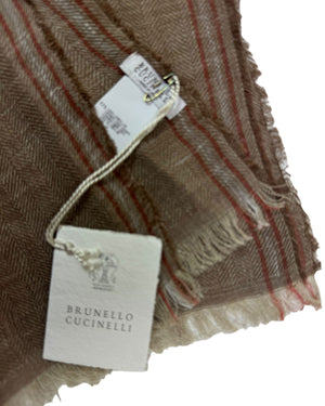 Brunello Cucinelli Scarf Taupe Design - Luxury Linen Silk Men Shawl FINAL SALE