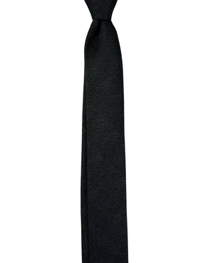 Dolce & Gabbana Skinny Tie Black Silver Dot Swirl