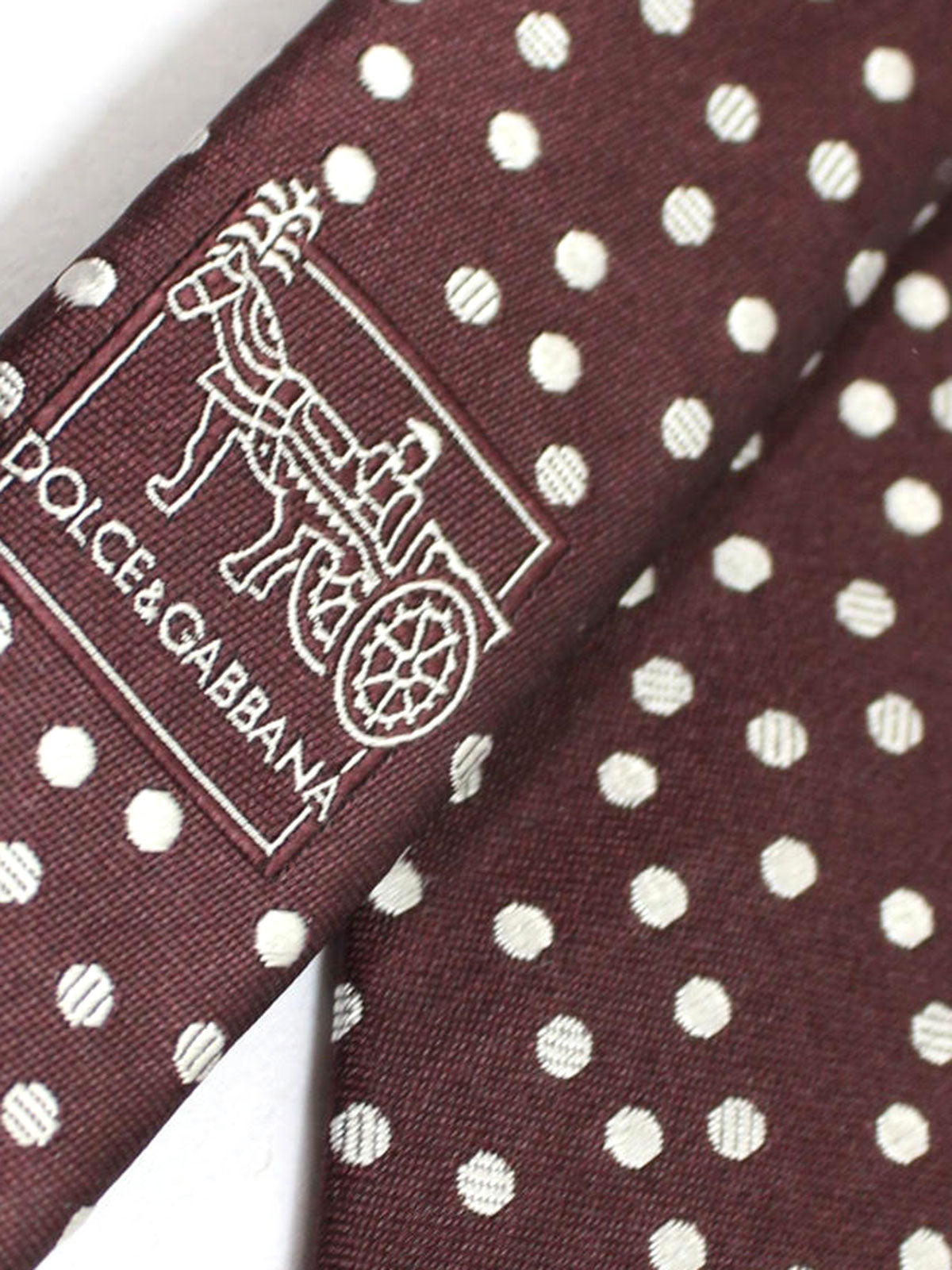 Dolce & Gabbana Skinny Tie Brown Silver Polka Dots