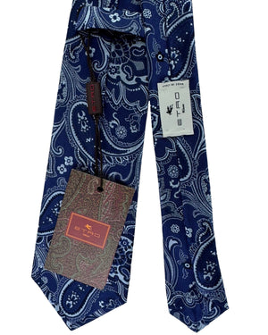Etro Tie Navy White Floral Paisley Pattern