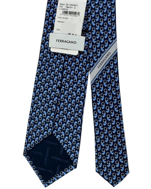 Salvatore Ferragamo Tie Midnight Blue With Equestrian Horseshoe - New Collection