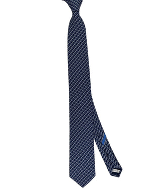 Salvatore Ferragamo Tie Midnight Blue Elephant And Gancini Print - New Collection