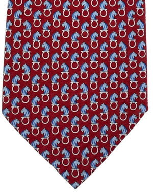 Salvatore Ferragamo Tie Red Tiger & Gancini Design - New Collection