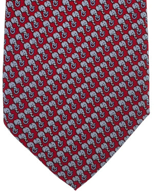 Salvatore Ferragamo Tie Red Elephant And Gancini - New Collection