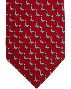 Salvatore Ferragamo Tie Red Seal Gancini Pattern