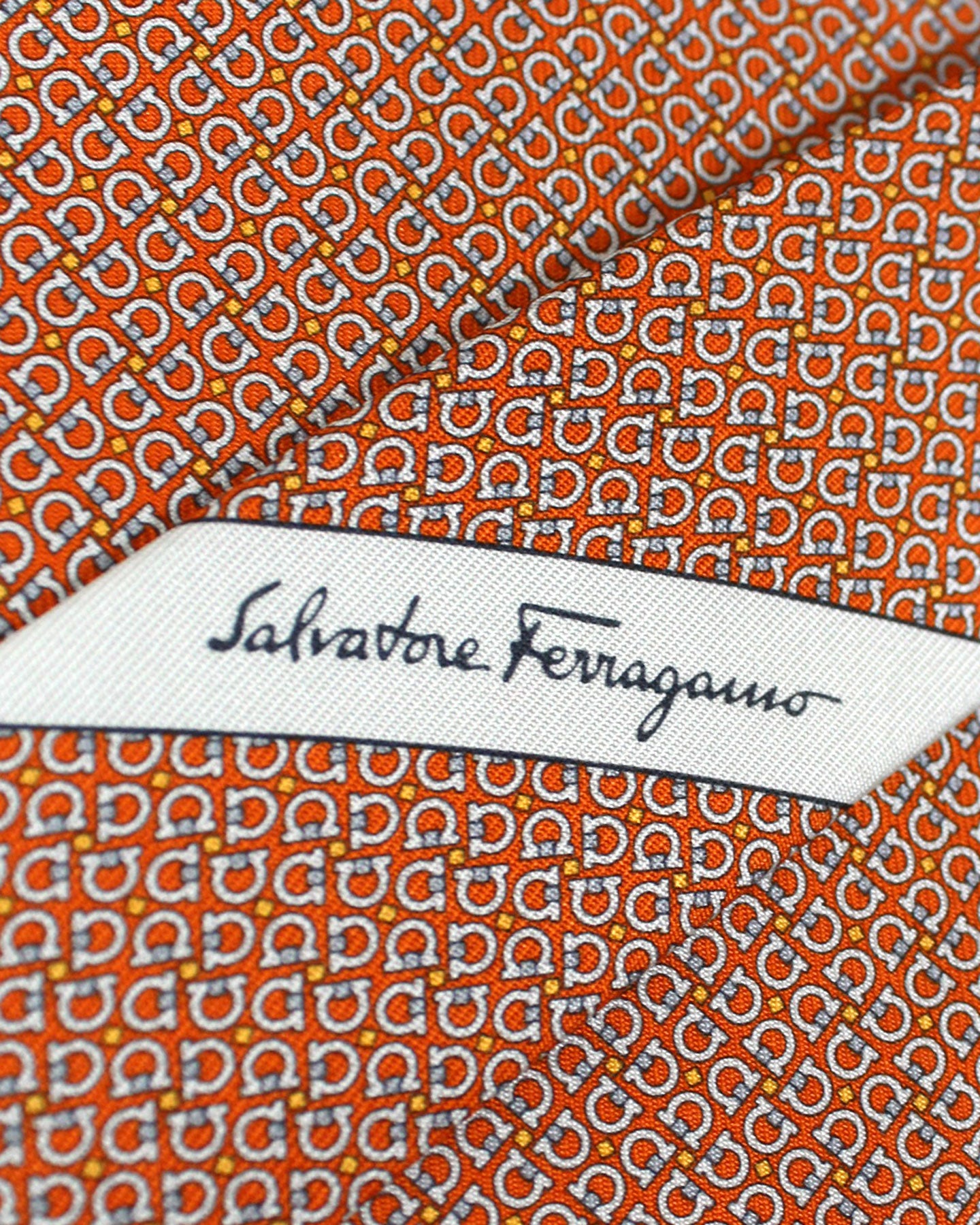 Salvatore Ferragamo Tie Orange Mini Logo Design