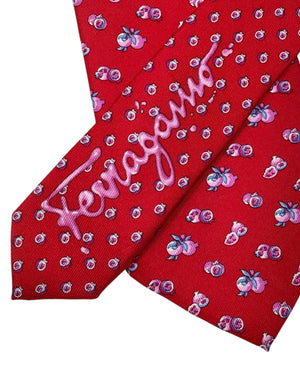 Salvatore Ferragamo Tie Red Fruit Novelty