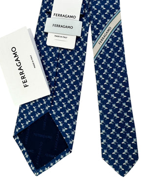 Ferragamo Tie Midnight Blue Dog & Gancini