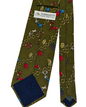 Fornasetti Tie Forest Green Charm Chain Novelty Print - Wide Necktie
