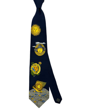 Fornasetti Tie Navy Soli E Lune Apollo - Wide Necktie