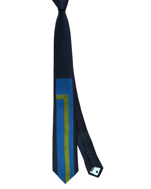 Gene Meyer Tie Navy Royal Blue Olive - Hand Made In Italy
