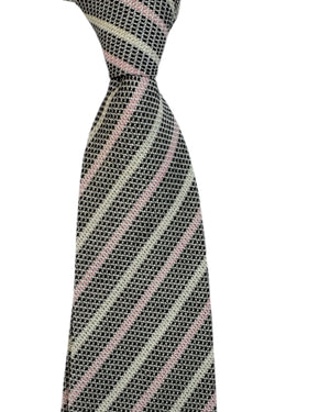 Giampaolo Tie Dark Blue Pink Striped - Sartorial SALE