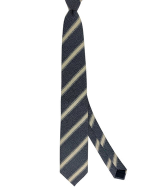 Giampaolo Tie Navy Silver Gray Stripes SALE