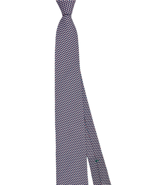Giampaolo Silk Tie Brick Royal Blue Pink Silver Diamond Pattern - Sartorial