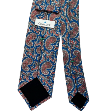 Giampaolo Silk Tie Navy Rust Brown Paisley Design