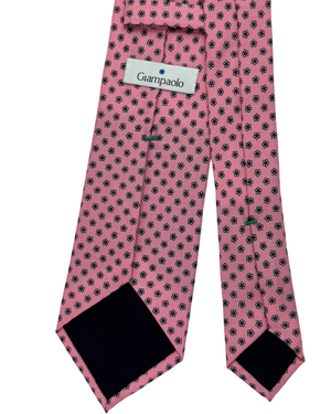 Giampaolo Silk Tie Pink Grey Mini Flowers