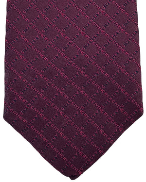 Givenchy Tie Bordeaux And Black Patchwork Geometric Pattern