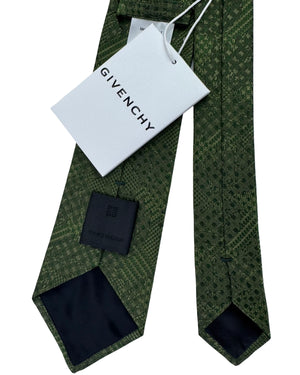 Givenchy Tie Forest Green Tonal Patchwork Pattern