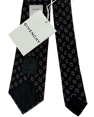 Givenchy Silk Tie Black Red Diamond Dot Pattern