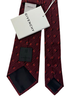 Givenchy Silk Tie Bordeaux Patterned Polka Dots