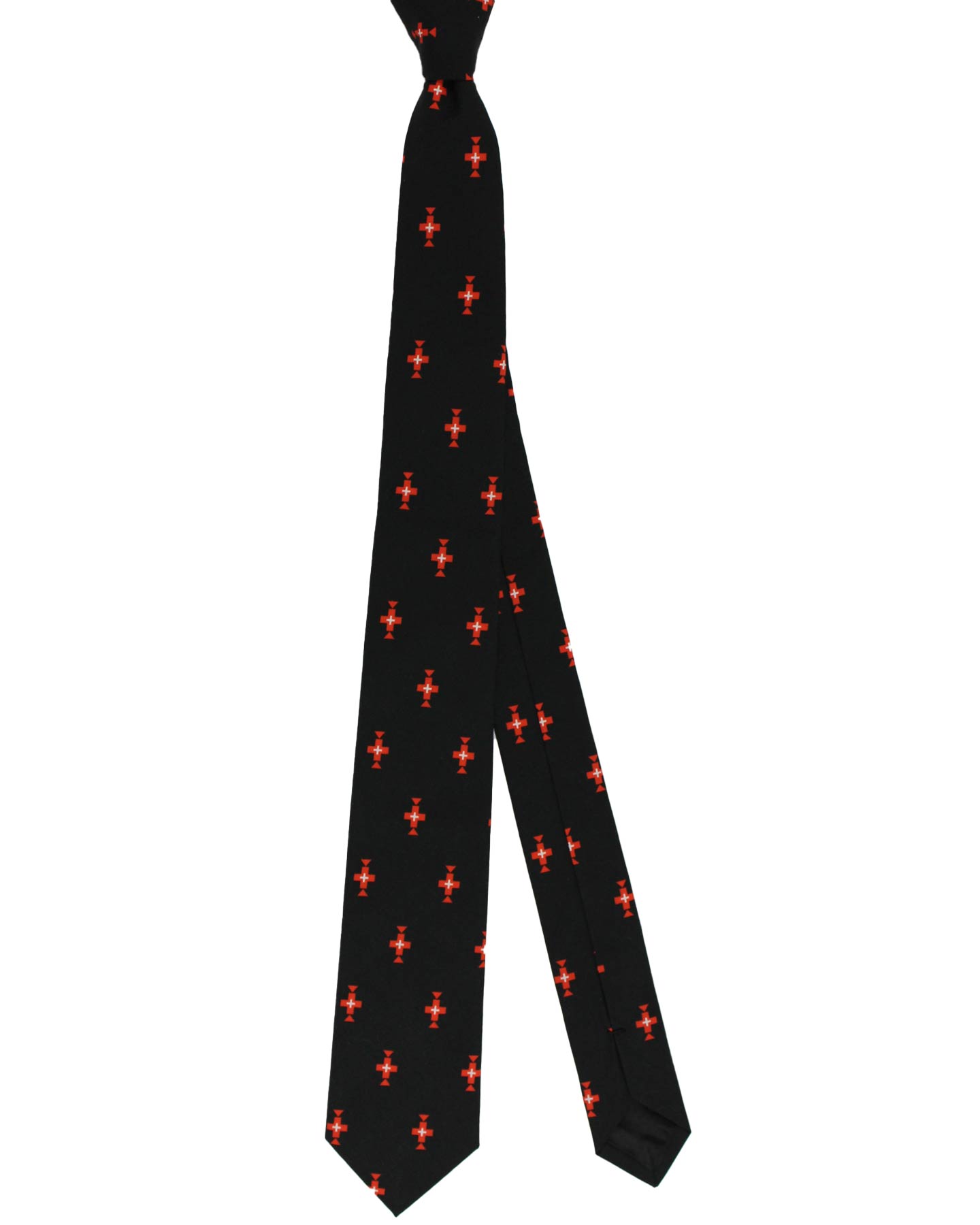 Givenchy Tie Black Red Cross Design - Narrow Necktie