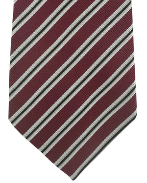 Givenchy Silk Tie Maroon Stripes - Hand Made In Italy