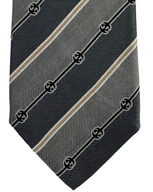 Gucci Silk Tie Gray GG Stripes