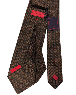 Isaia Silk Sevenfold Tie Brown Design