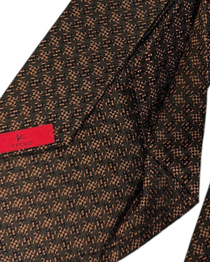 Isaia Silk Sevenfold Tie Brown Design