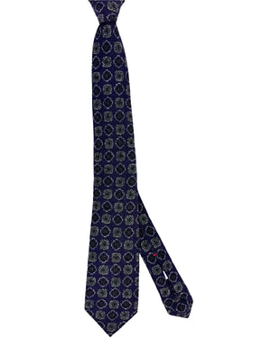 Isaia Sevenfold Tie Purple Design - Wool