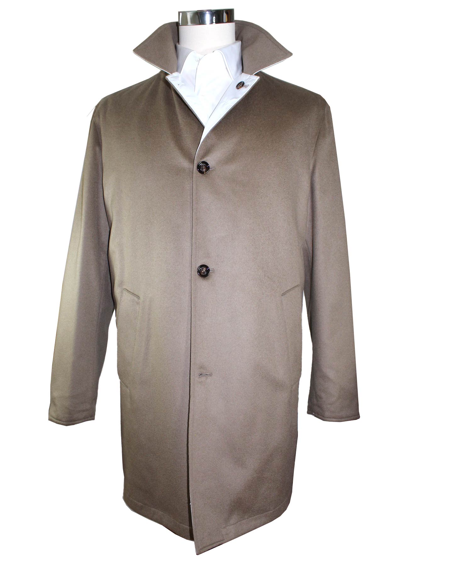 Kired Cashmere Coat Beige Reversible Overcoat