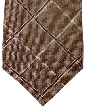 Kiton Tie Brown Windowpane - Sevenfold Necktie