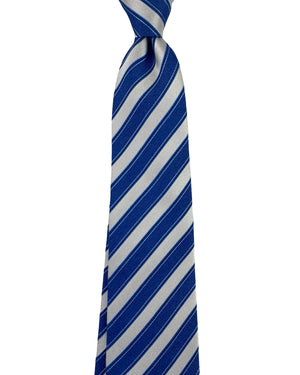 Kiton Sevenfold Tie Royal Blue Silver Stripes