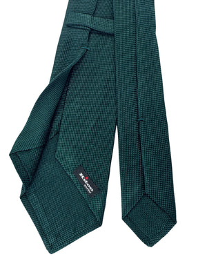 Kiton Sevenfold Tie Dark Green Textured Solid Pattern