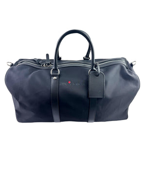 Kiton Travel Bag Black - Leather Trim Weekend Bag