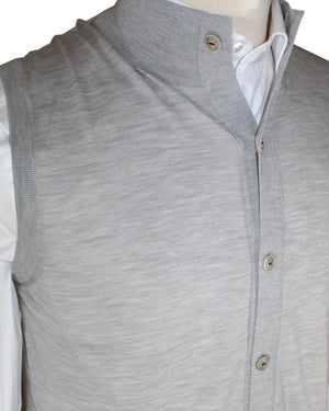 Kiton Sleeveless Wool Cardigan Gray - Button Front EU 52 / L SALE